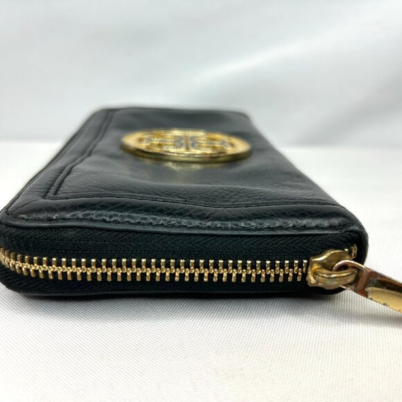 Tory Burch Amanda Zip-Around Continental Wallet Black Pebbled Leather - Picture 6 of 16